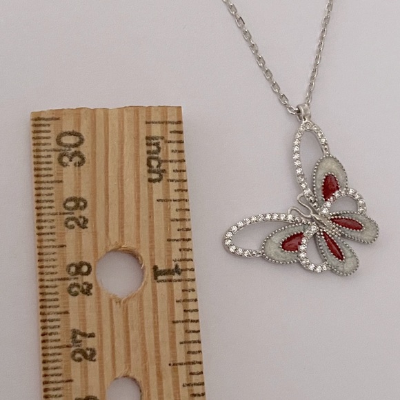 925 Silver butterfly cz handmade enamel necklace - Picture 3 of 3